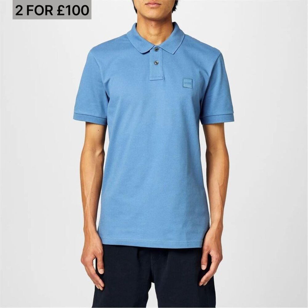 Boss Mens Passenger Box Logo Polo Shirt / Sky Blue